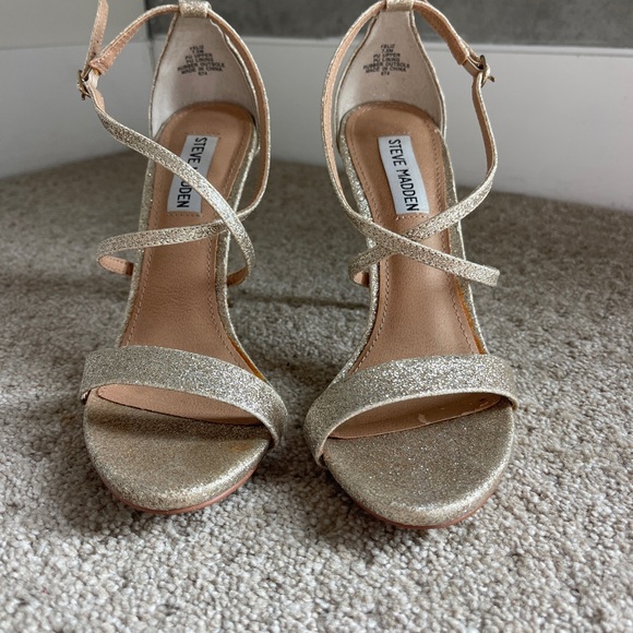 Steve Madden “Feliz” Gold Metallic Glitter Stiletto Pumps / Heels, 7.5 - Picture 2 of 7